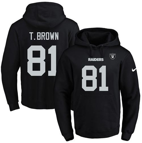 Nike Raiders #81 Tim Brown Black Name & Number Pullover NFL Hoodie - Click Image to Close